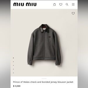 Miu Miu Prince of Wales Check Blouson Jacket